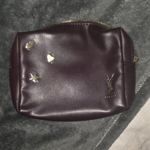 Yves Saint Laurent Dark Purple Cosmetic Bag with Gold Accents